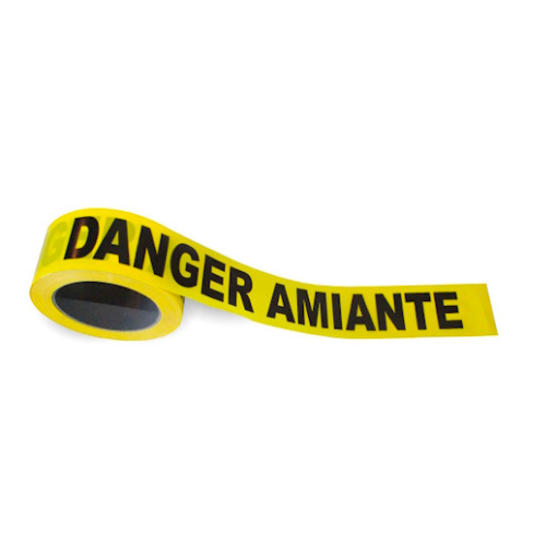 Rubalise Danger amiante en polyéthylène, 75 mm x 250 m, pour zones à risque
